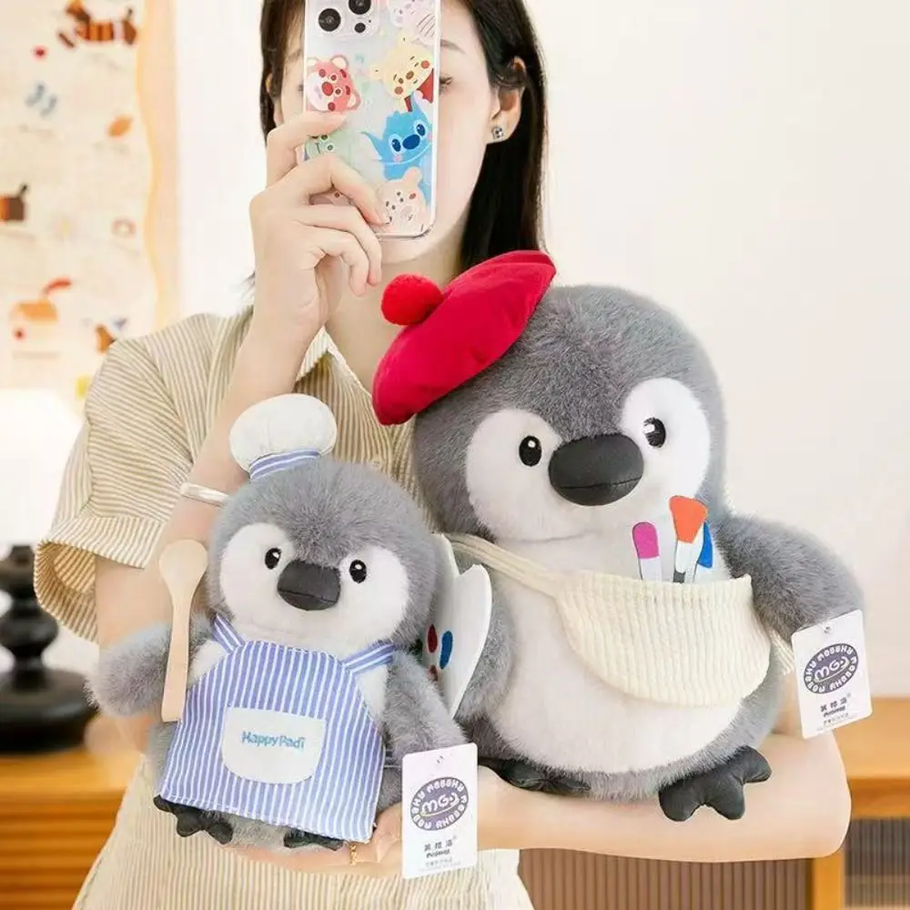 

Fluffy Penguin Hug Fish Plush Toys Interactive Collection Chef Penguin Plush Doll Handmade Comfortable