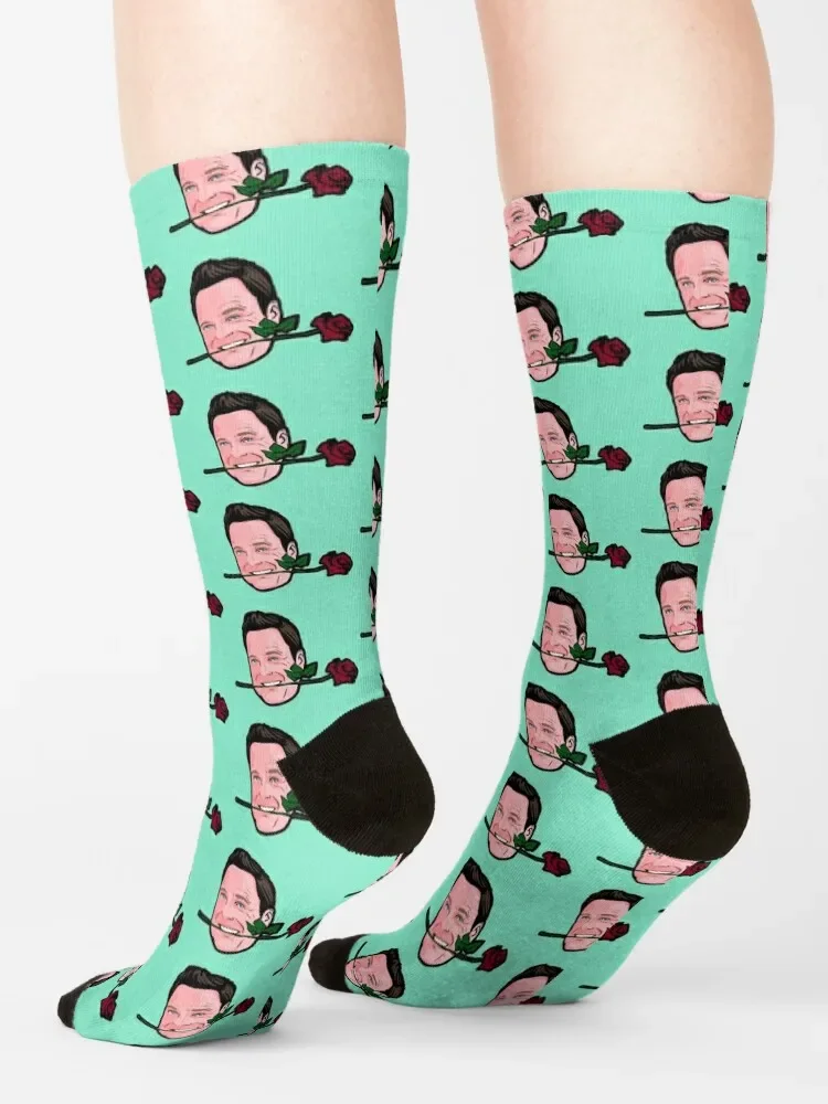 Chris Harrison biting a rose. The Bachelor themed gift / card / sticker / apron and more! Socks