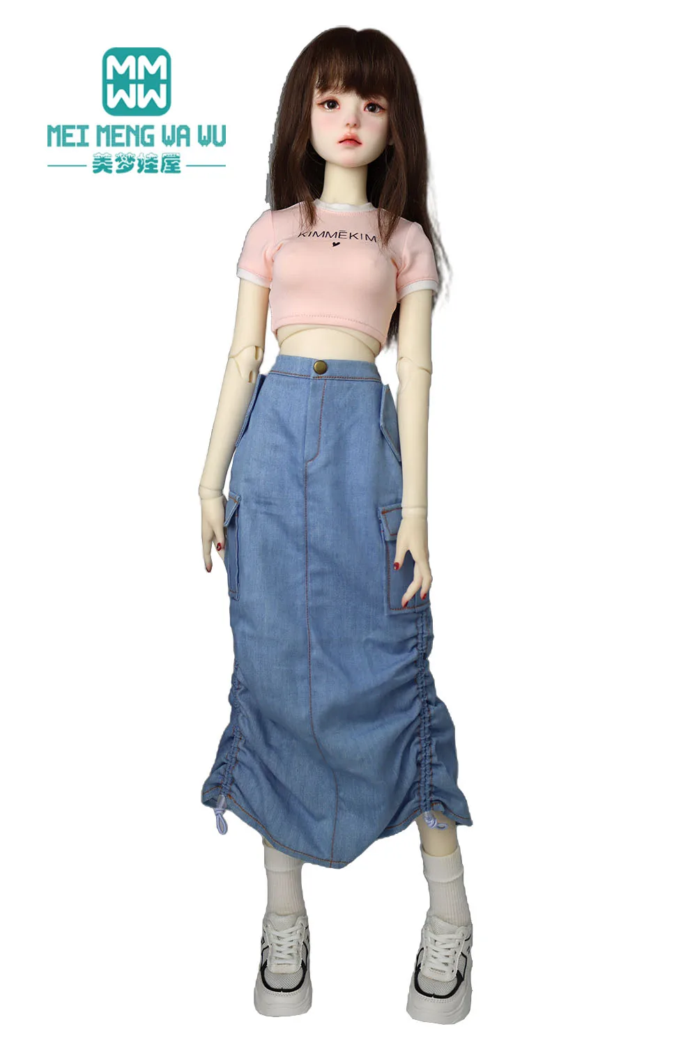 BJD poppenkleertjes voor 1/3 1/4 BJD poppenkleertjes DD SD MSD pop mode brief t-shirt denim rok