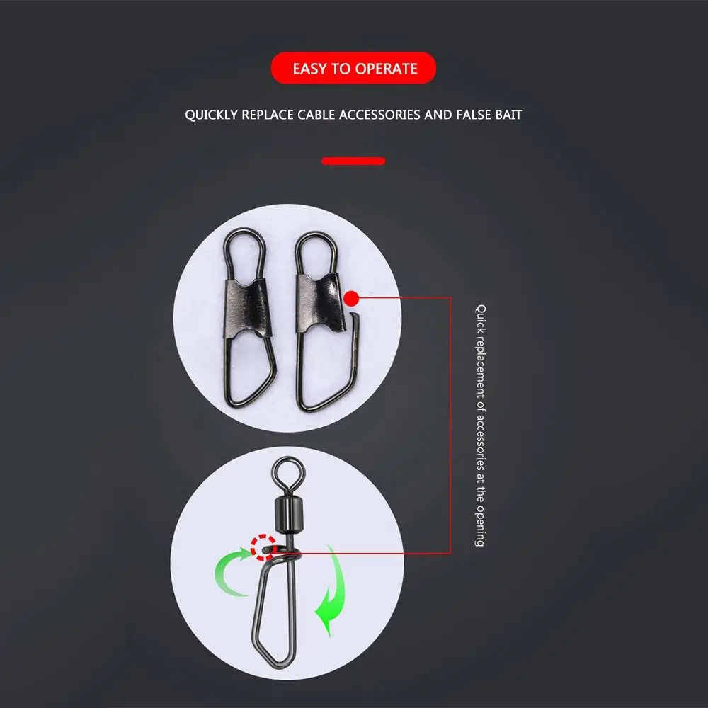 Hot Bearing Barrel Pesca Snap Conector com Pin, Aço inoxidável, rolamento durável giratória, Anel Sólido, Pesca Marítima, Heavy Duty Bola