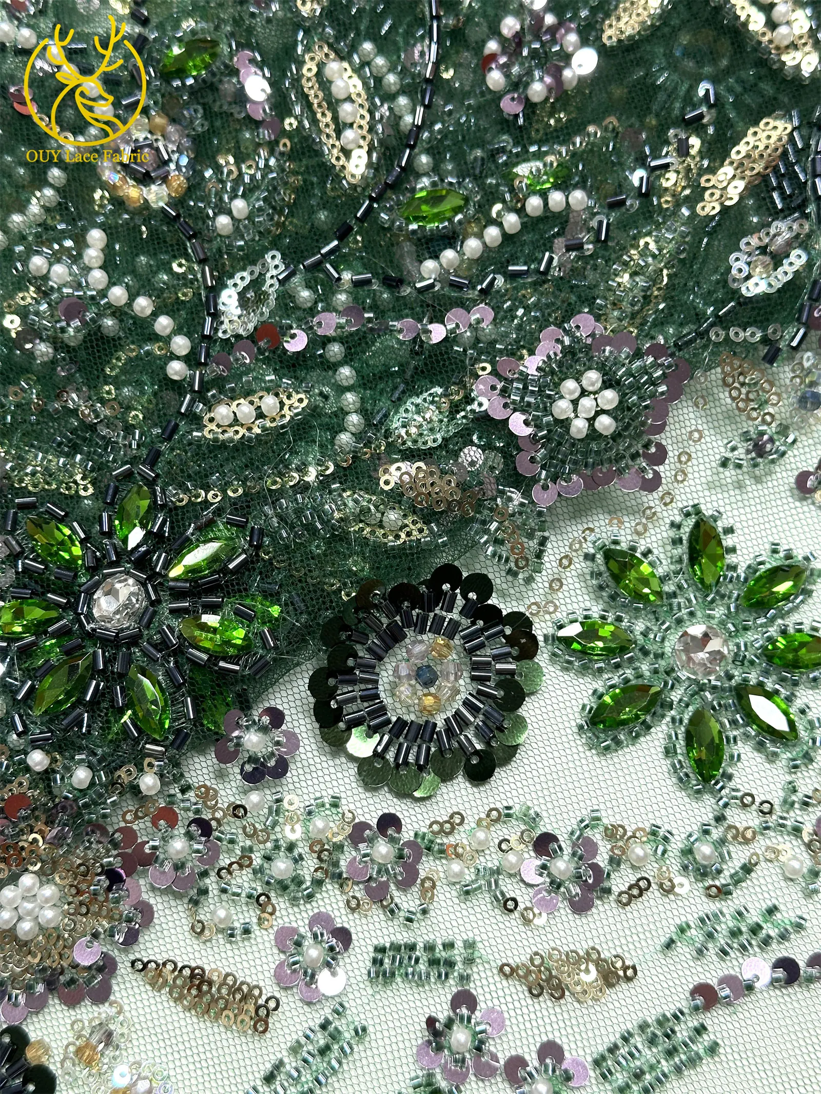 Gold Luxus Afrikanischer Stein Bräutigam Perlen Spitzenstoff 2026 Nigeria Französischer Tüll Pailletten Spitzenstoff für Brautpartykleid Nähen – Detail 24