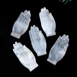 1PC Natural Stone Carved White Selenite Crystal Crafts Evil Eye Hand Statues - Reiki Wicca Crystal Hamsa Hand Of God Gem Figurin