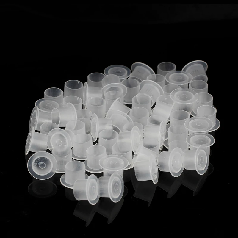 100pcs Plastic Disposable Tattoo Ink Cups With Base Pigment Clear Holder Container Cap Tattoo Accessory Permanent Makeup