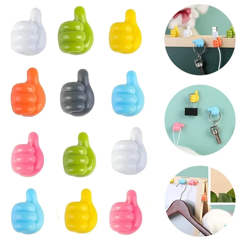 1-10pcs Multi Thumb Wall Hooks USB Cable Management Wire Organizer Clips Wall Hooks Hanger Storage Holder For Kitchen Bathroom