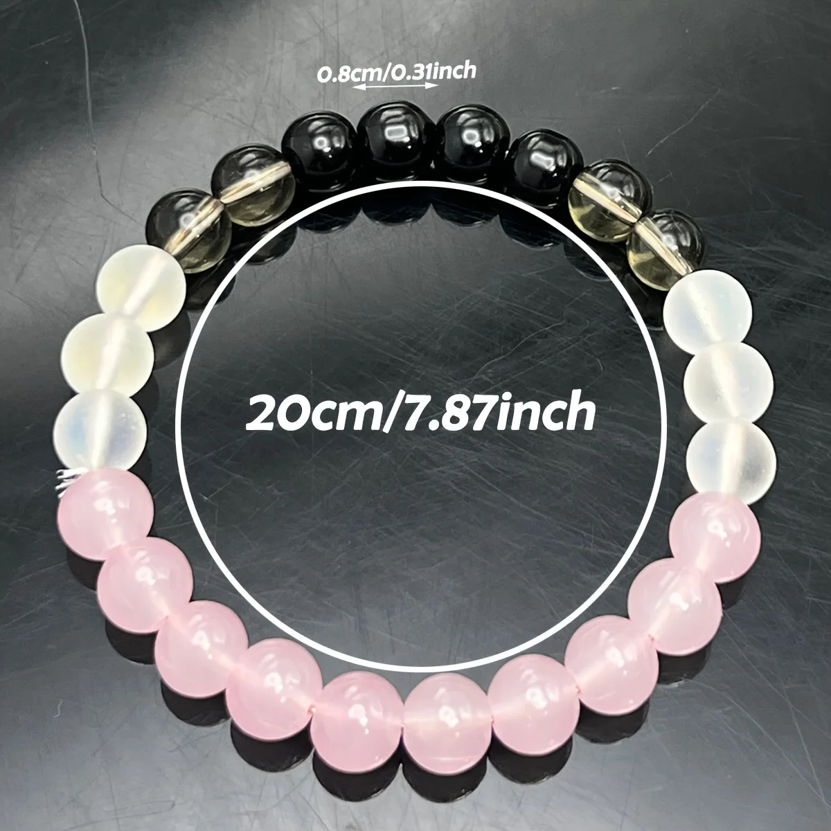 1pc/Spirituality Stone Beaded Bracelet Rose Quartz, Black Onyx, Angel Halo Quartz Healing Jewelry Gift