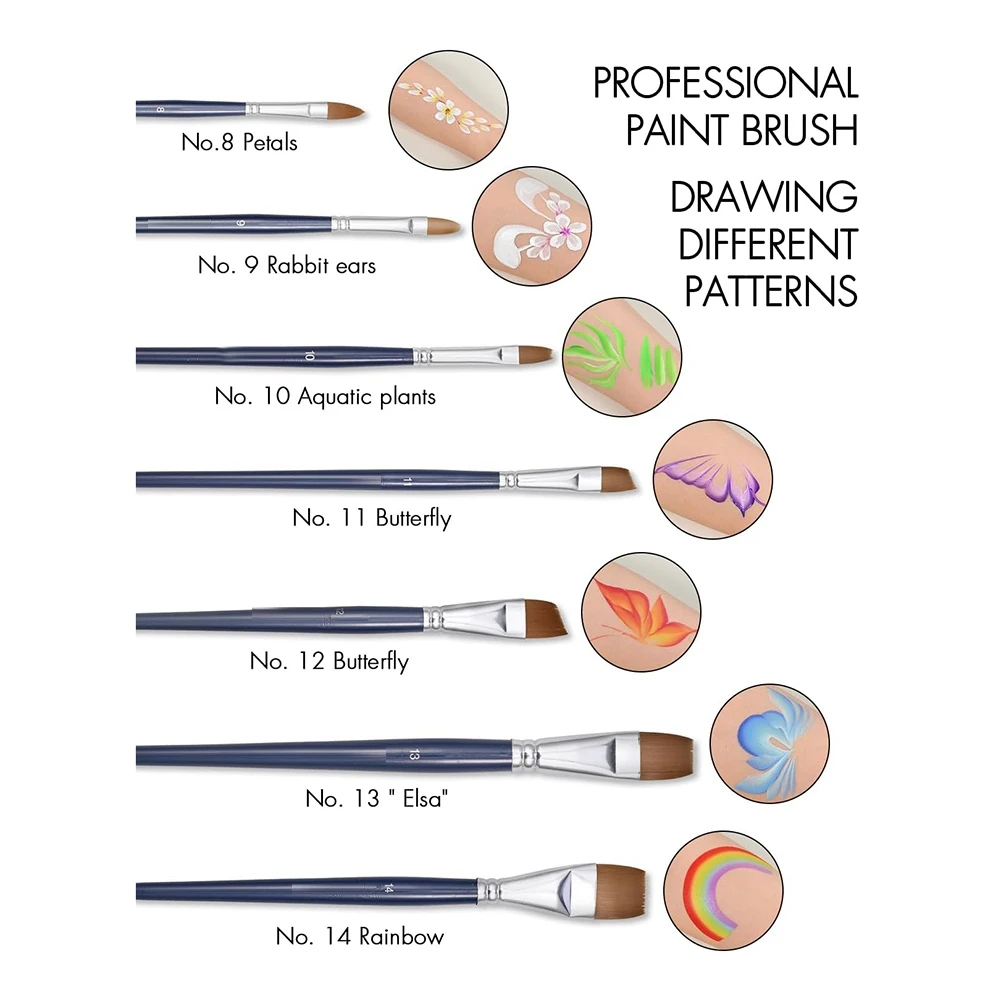 Professional Face Paint Brushes Set 14pcs Standable Case similar with 1005011960146036 Popular in Ru
