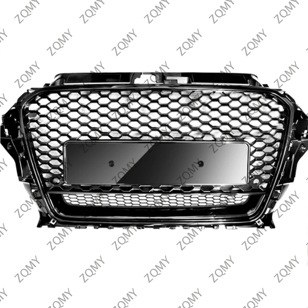 With/Logo For Audi A3/A3L/S3 2014 2015 2016 Car Front Bumper Grille Centre Panel Styling Upper Grill (Modify RS3 style)