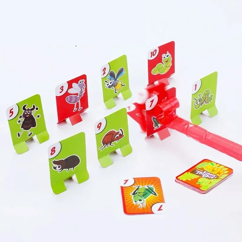 Máscara de rana, cartas para lamer la lengua, juegos de mesa para niños, juguetes de fiesta familiar, antiestrés, divertido juego de rompecabezas de escritorio, Juguetes