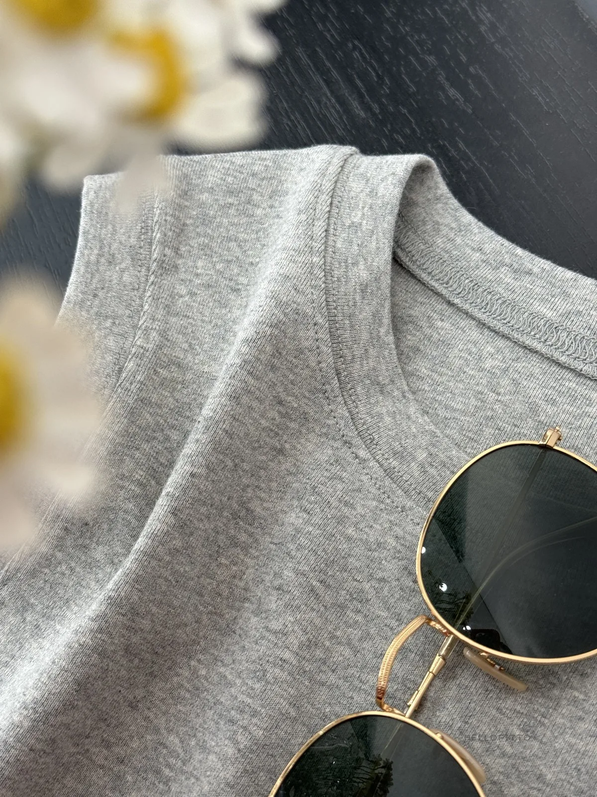 Minceur basique Sle rond Ne Svel gilet confortable quatre saisons porter intérieur Match doux Sle coton Polyester femme...