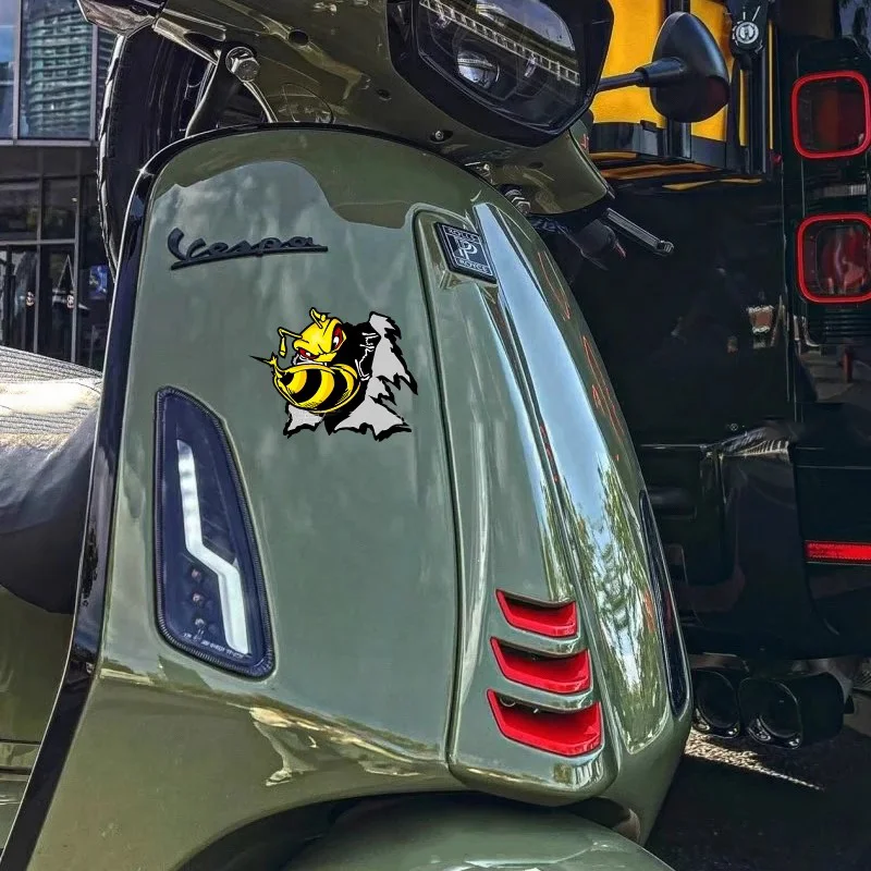 1PC Angry Bumblebee Motorcycle Stickers Waterproof for Motorbike Fuel Tank Helmet Fairing Electric Scooter Vinyl Decals