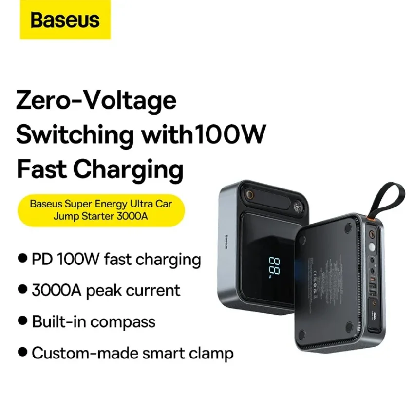 

Baseus 26800mAh Portable Car Battery Charger Starter Emergency AUTO Booster device for starting the car Jump Start