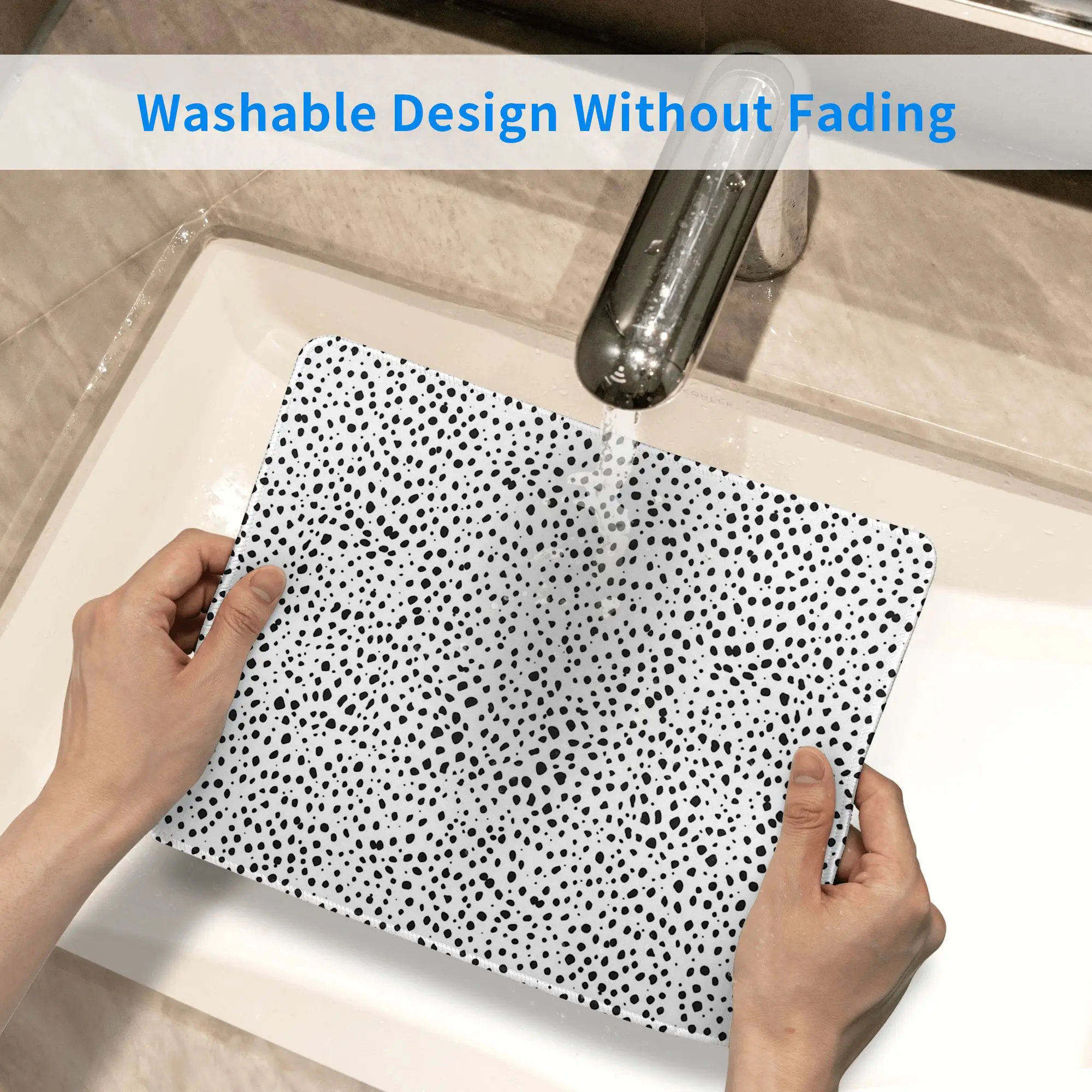 Dalmatian Spots Black and White Polka Dots Mouse Pad Computer Keyboard Mouse Mat Gaming PC Laptop Desk Mat Office Table Mats