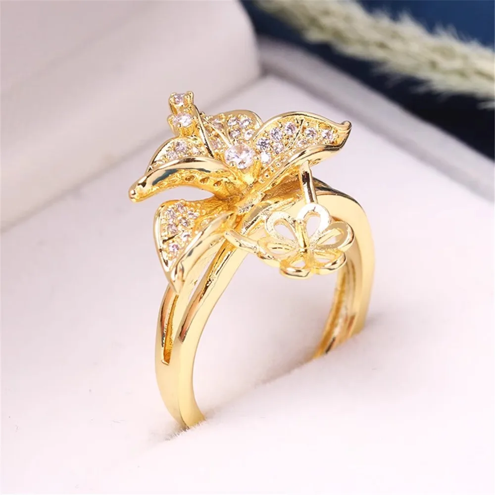 Adjustable Gold Plated Pearl Ring Settings Findings & Accessories - for Jewelry Making Bulk Wholesale Craft Supplies 9-10mm