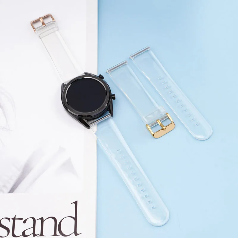 Transparent Silicone Watchband For Samsung Huawei Smart WATCH Wrist Strap Bracelet 20mm 22mm Universal Wrist Band Accessories