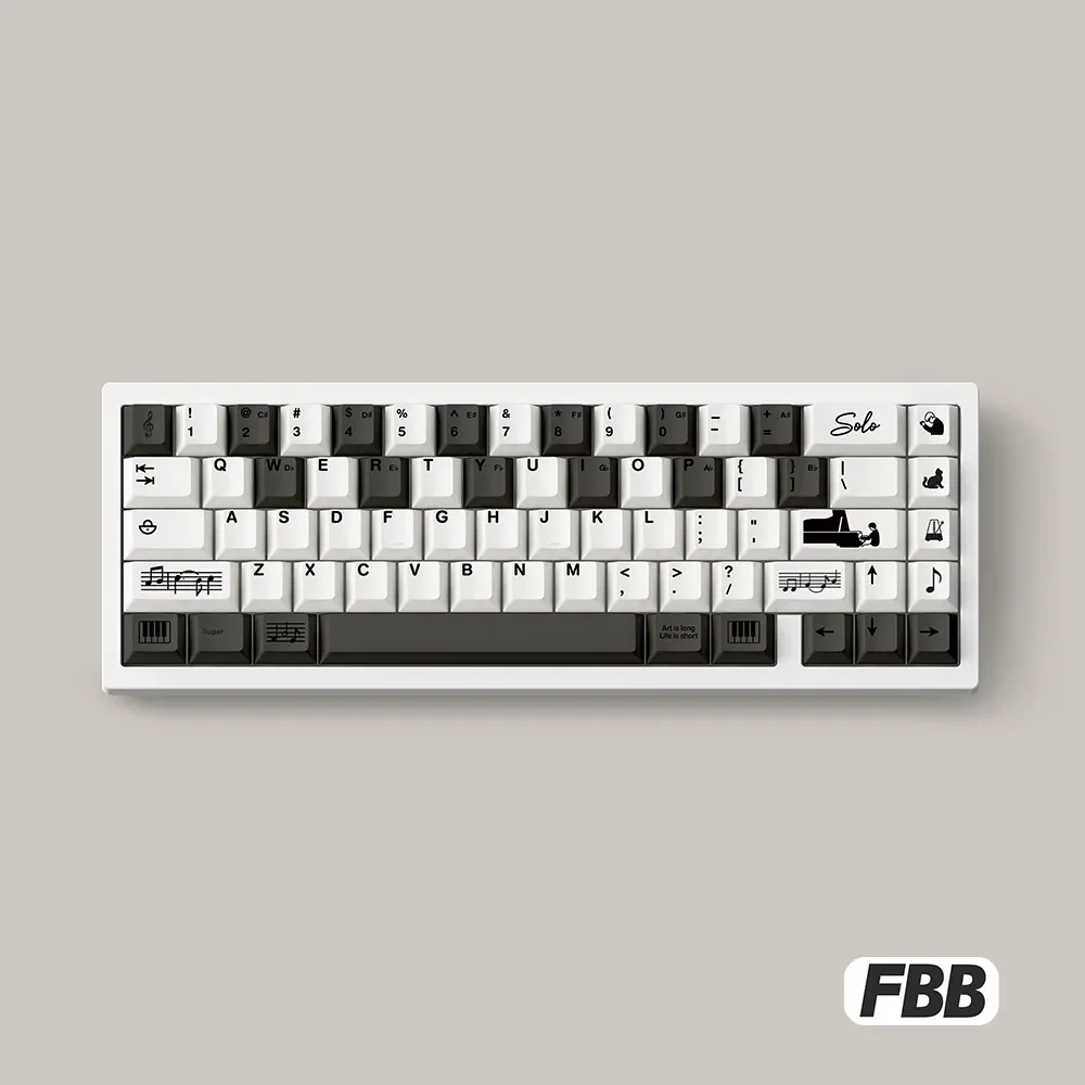 Original Keycap Piano SOLO Solo PBT Sublimation 1.7mm Thickened Customized Mechanical Keyboard Black and White