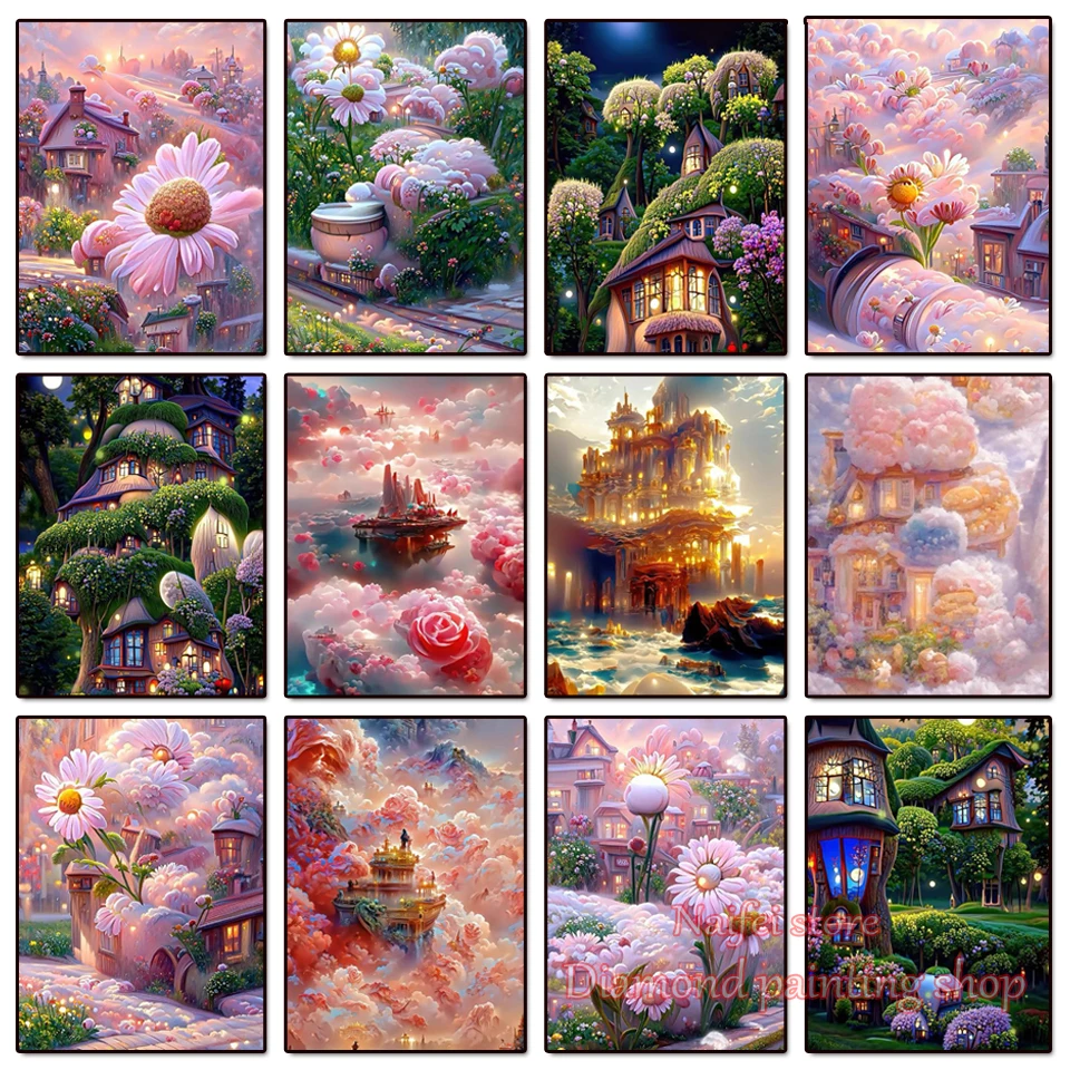 Fantasy Palace 5d Diamond Painting Girl Embroidery Full Diamond Mosaic Cross Stitch Kits Home Decor Fairy Tale Scenery Picture