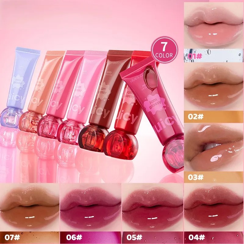 Tinted Lip Gloss Transparent Cap Lip Glaze Moisturizing Lip Oil Lip Mask Long Lasting Hydrating Shiny Lip Makeup Daily Lip Cosme