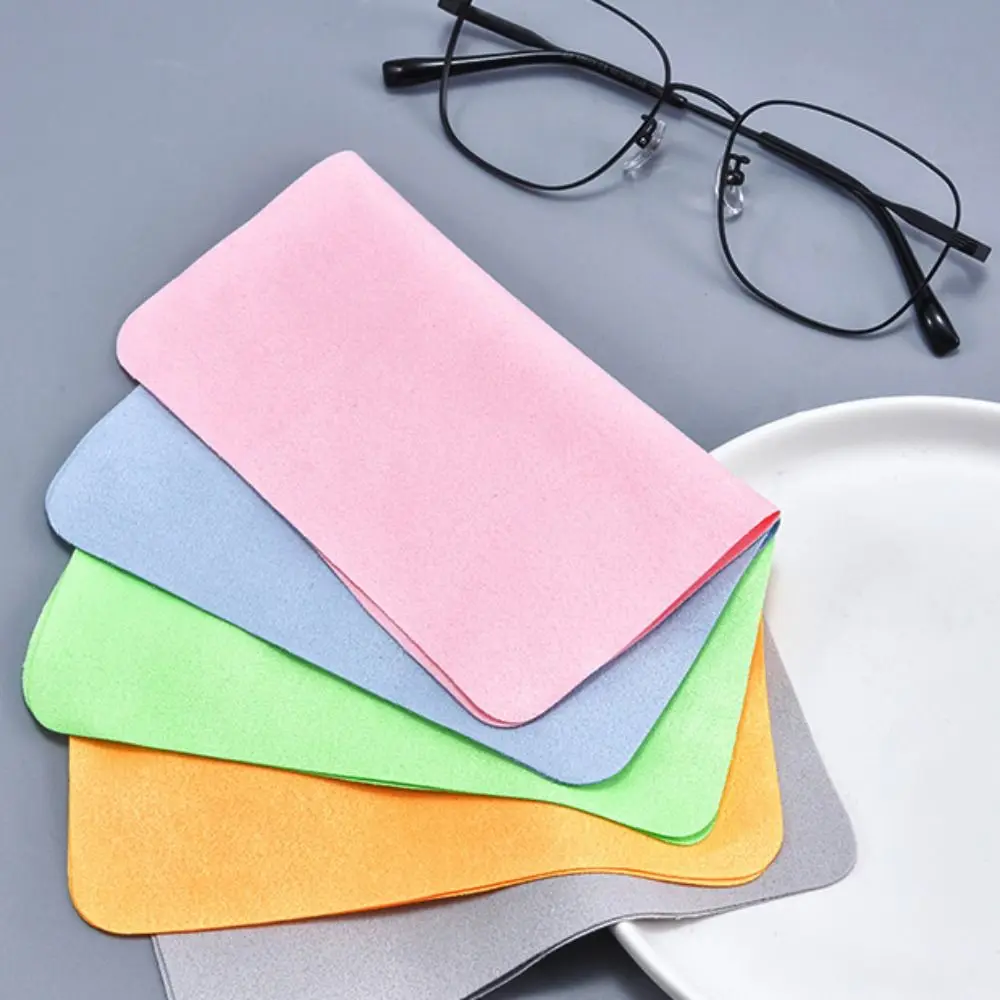 Paño de gamuza para gafas, limpiador de microfibra de Color sólido Simple para teléfono, toallitas de limpieza para gafas, limpiador femenino