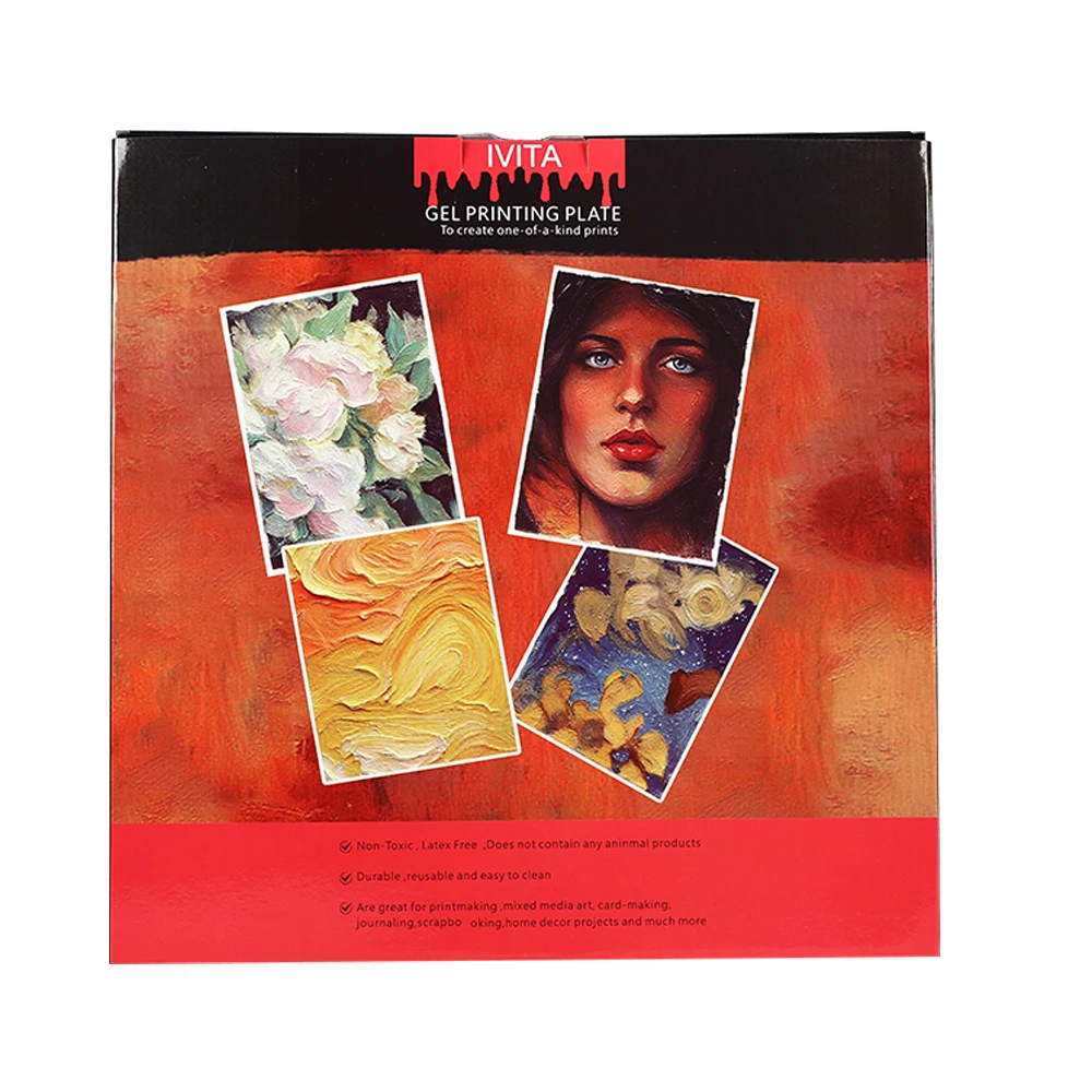 IVITA 젤 프레스 모노프린팅 플레이트(박스 포함) 프레스 아트, 카드 제작, 스크랩북, 저널링, 예술 및 공예용 재사용 가능한 젤 플레이트