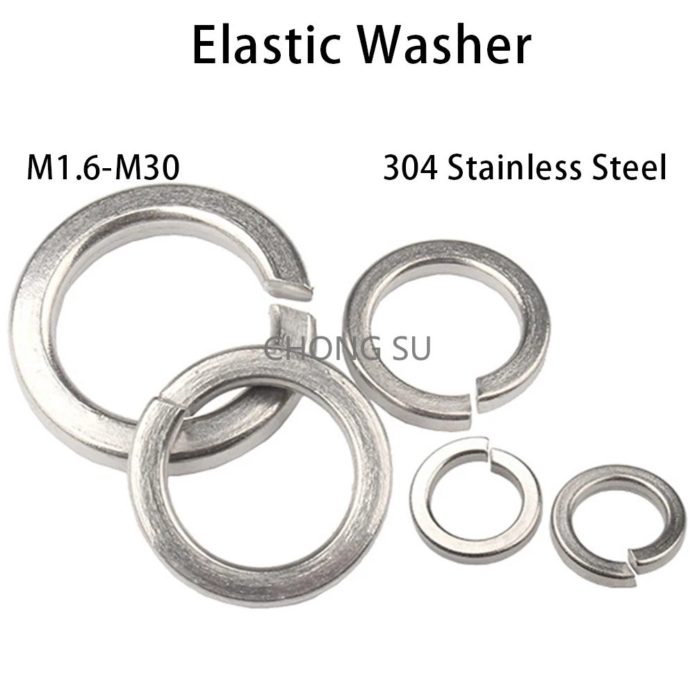 

5-50pcs 304 Stainless Steel M1.6 M2 M2.5 M3 M4 M5 M6 M8 M10 M12 M16 M24 M27 M30 Spring Split Lock Washer Elastic Gasket