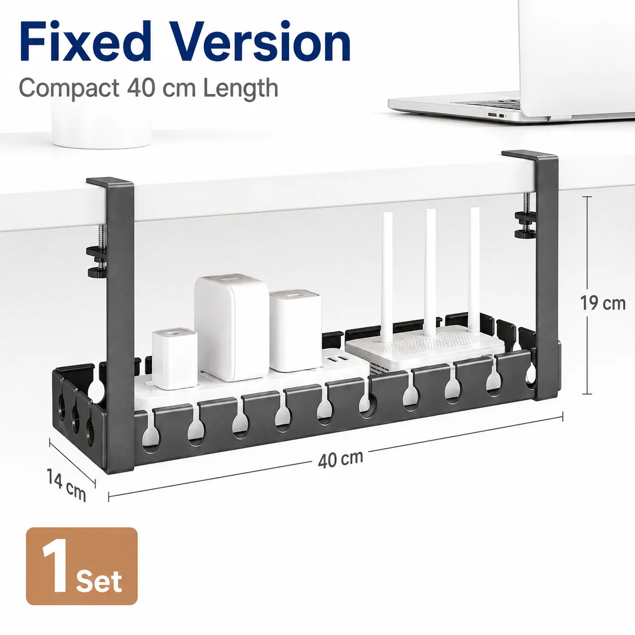 Under Desk Cable Management Tray No Drilling Retractable Metal Wire Organizer Power Strip Storage Rack for Home Office