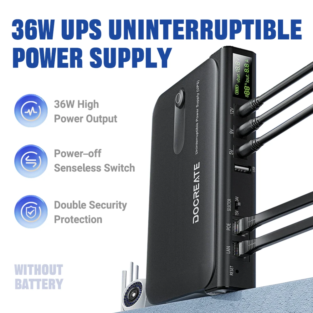 AC85 - 265 فولت 36 واط UPS مصدر طاقة تيار مستمر غير منقطع DC1036L 5 فولت 9 فولت 12 فولت 24 فولت راوتر شاشة بصرية على شكل قطة شاحن احتياطية للهاتف الخليوي #1