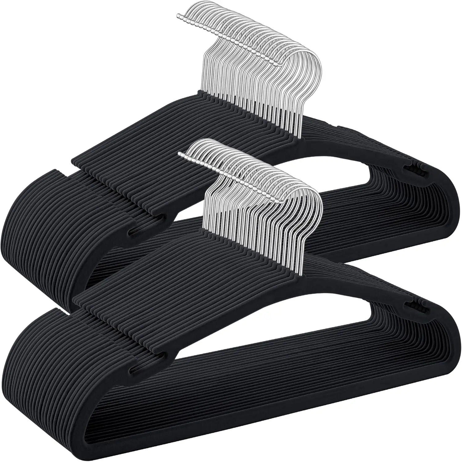 

Velvet Hangers 50 Pack, Non-Slip Clothes Hangers, 17 x 8.3 Inches, Coat Hangers with Wide Shoulder Notches, Pants Bar