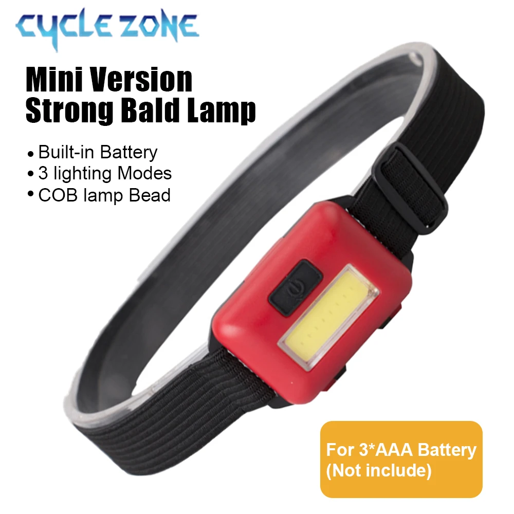 COB Mini Headlamp Portable Headlight 3 Modes Head Flashlight Work Light Outdoor Camping Hiking Fishing Cycling Battery Powered
