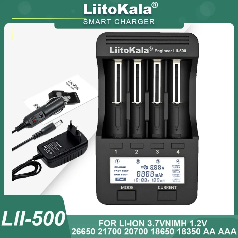 LiitoKala Lii-500 lii600 lii500s PD4 LCD 3.7V li-ion 18650/26650/16340/14500/10440/18500 1.2V ni-mh AA/AAA inteligentna ładowarka akumulatorowa