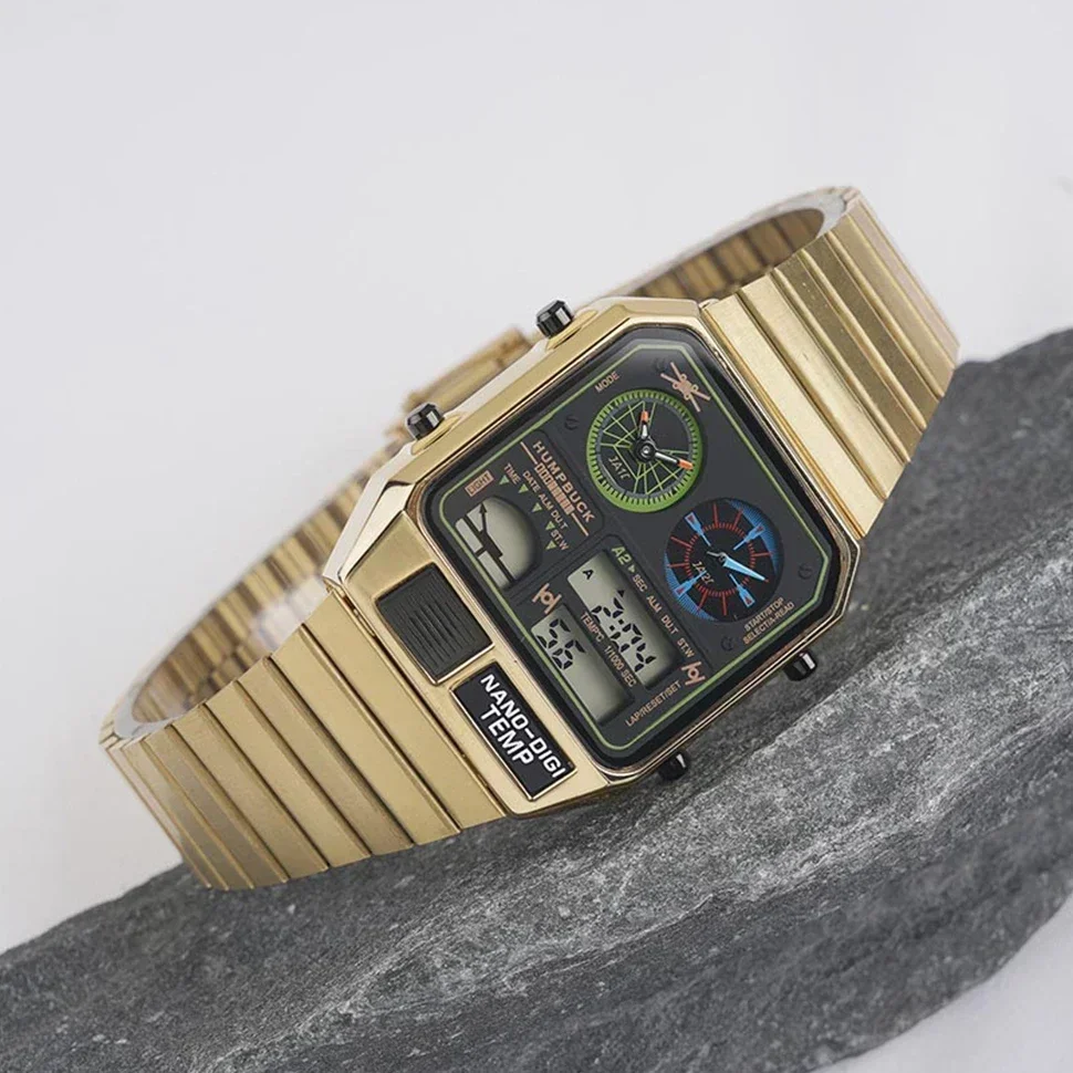 Мужские часы HUMPBUCK, классический дизайн, водонепроницаемые спортивные часы с цифровым дисплеем и вечным календарем