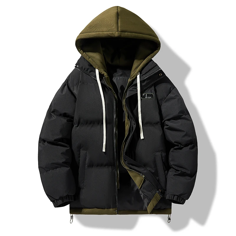 Casaco impermeável grosso masculino, casaco à prova de vento com chapéu, Parkas quentes, outwear casual, novo, inverno, outono,