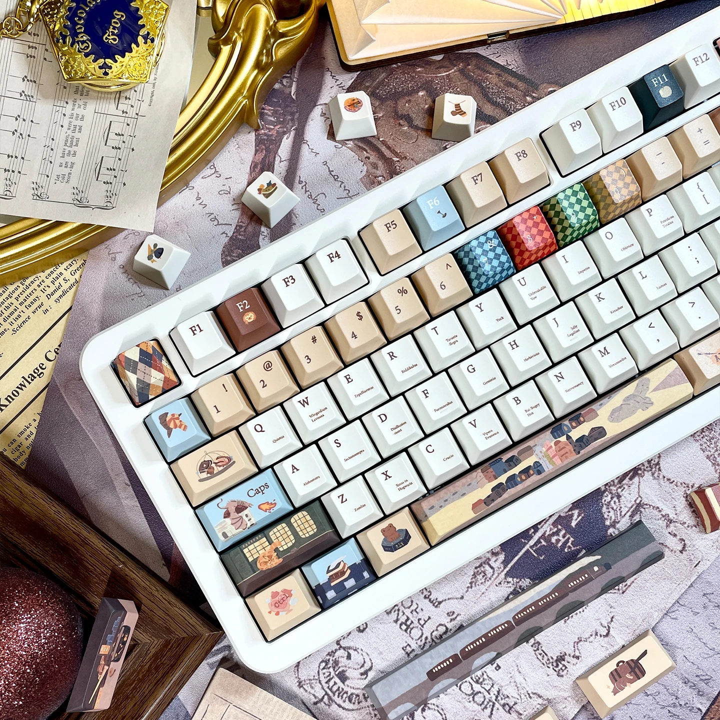 

Original Retro Brown keycaps 135 keys Cherry Profile Dye sublimation PBT Keycap For Alice 61 64 68 87 96 104 Mechanical keyboard
