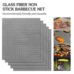 Non-Stick Grid Shape BBQ Mat Cooking Grilling Sheet Liner Fish Vegetable Smoker Grill Mats Barbecue Supplies Tools
