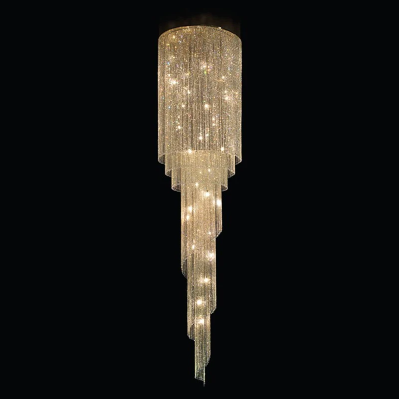 

Crystal Stair Chandeliers Luxury Villa Duplex Loft Lobby Simple High-grade Hollow High Lift Decorative Lights