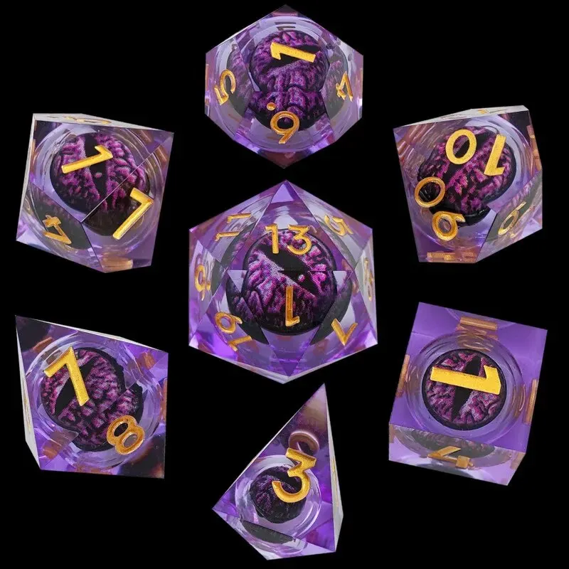 

Purple Dragon Eye Dice Set DND Liquid Core Resin Sharp Edged Gift for Dungeons and Dragons Polyhedral for Role Playing Game