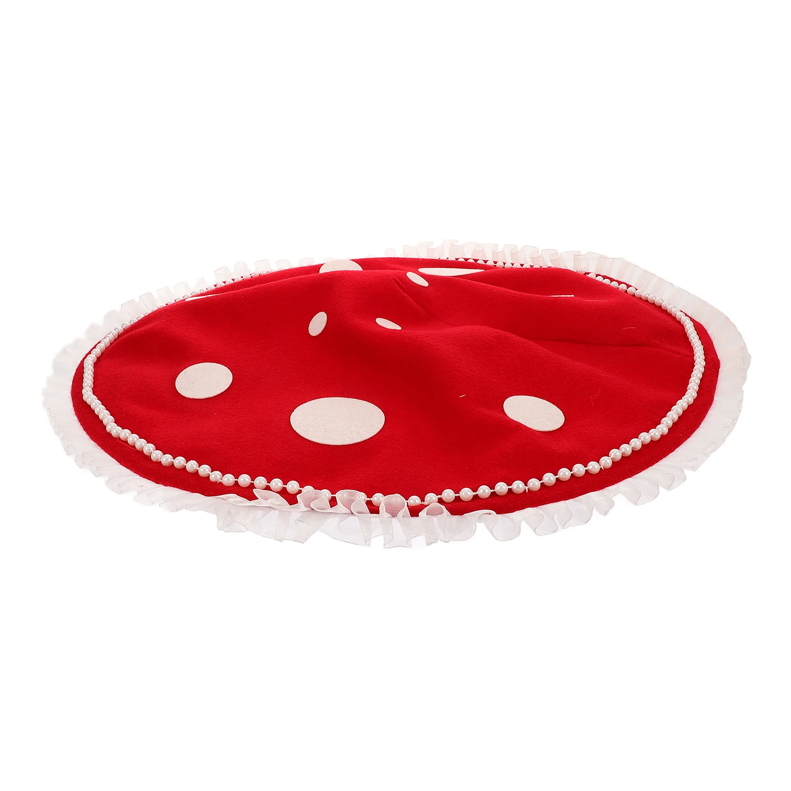 

1pcs Hat Adult Red Mushroom Cap Fake Pearl Embellishment Cosplay Party Accessories Festival Wear Mushroom Beanie