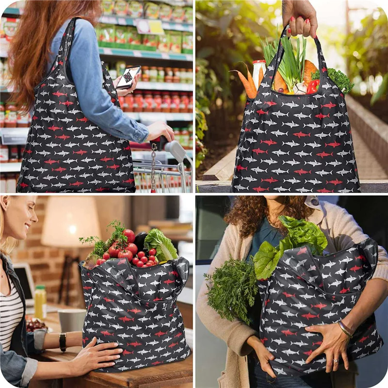

【SEE】Grocery Bags Reusable Foldable 20 Pack Shopping Tote 50LBS Extra Large Ripstop Pattern Machine Washable Storage