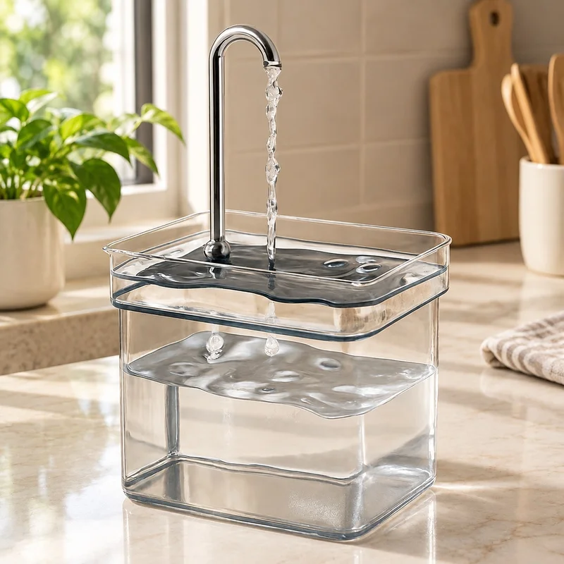 USB-Powered Silent Cat Fountain with Transparent Reservoir and Continuous Water Filtration System