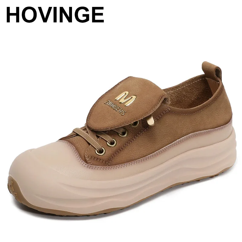 

Temperament New Women Sneaker Casual Shoes Lace-up Genuine Leather Sneakers trendy Shoes Flat