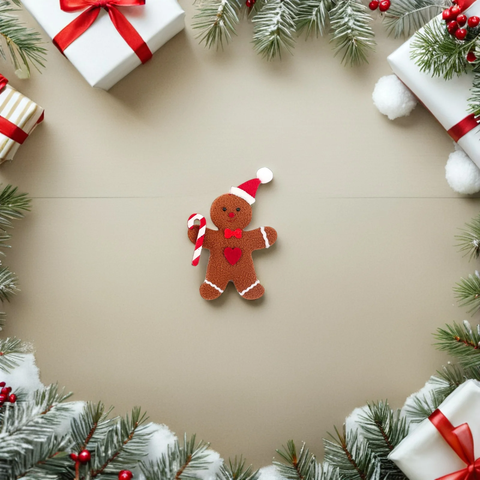 

6Pcs Holiday Gingerbread Hanging Ornaments - Detailed Christmas Decor Set for Tree Wall Table Festive Atmosphere Enhancement