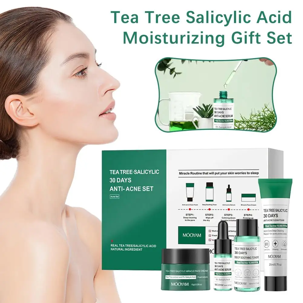 Árbol de té salicilhuidverzorgingsset Gezichtsreiniger Gezichtsverzorging Serum hialuronzuur tóner Cadeauset Crème Y3e2