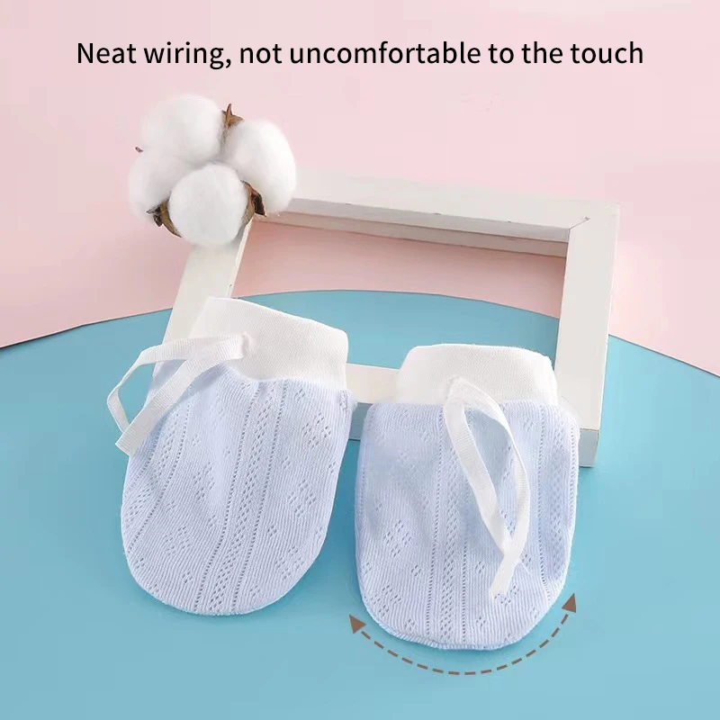 قفازات أطفال رقيقة جيدة التهوية لحديثي الولادة ، قفازات مضادة للاصطياد ، قفاز يد لحماية الوجه ، إكسسوارات للرضع ، 0-12 شهرًا ، زوج واحد