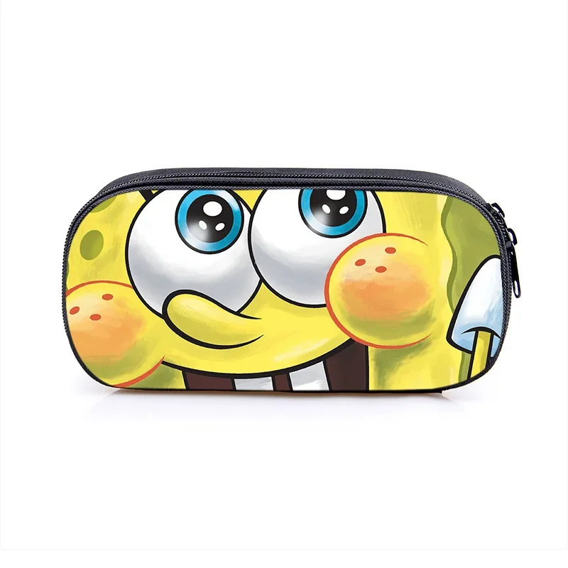 SpongeBob Pencil Case Large Capacity Cartoon Pen Bag Funny Kids School Zipper Storage Box Students Anime Stationery Organizer