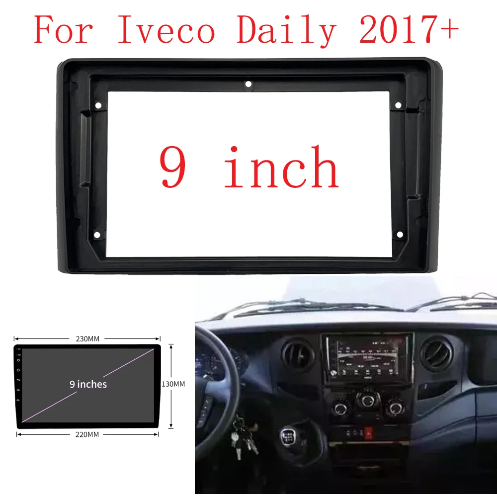 HAOHCEN 2DIN adaptador de Fascia de marco de coche de 9 pulgadas para Iveco Daily 2017+ Kit de Panel de montaje de tablero de Radio Android