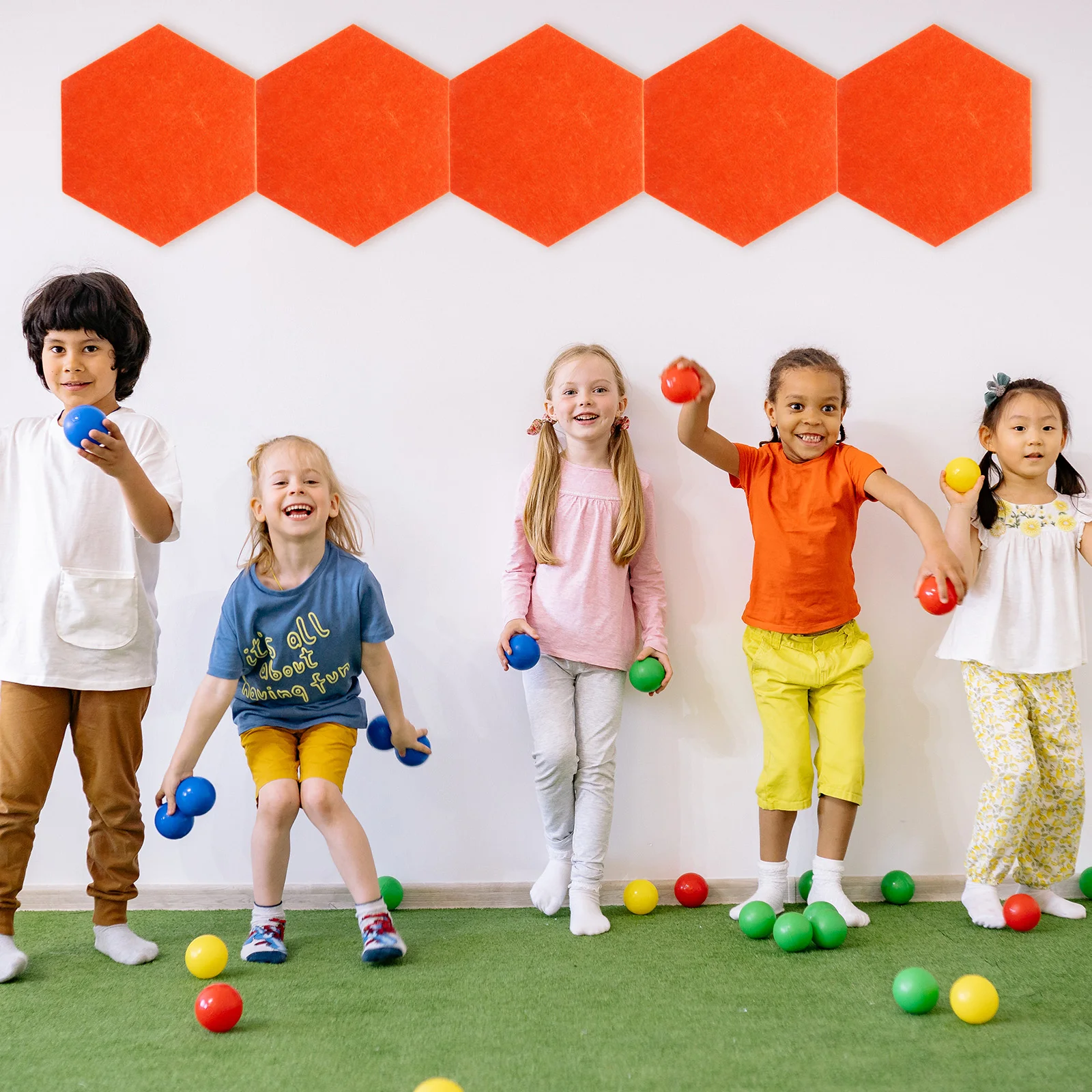 

12 Pcs Hexagonal Felt Board Bulletin Strip Small for Wall Double-sided Message Orange Boards