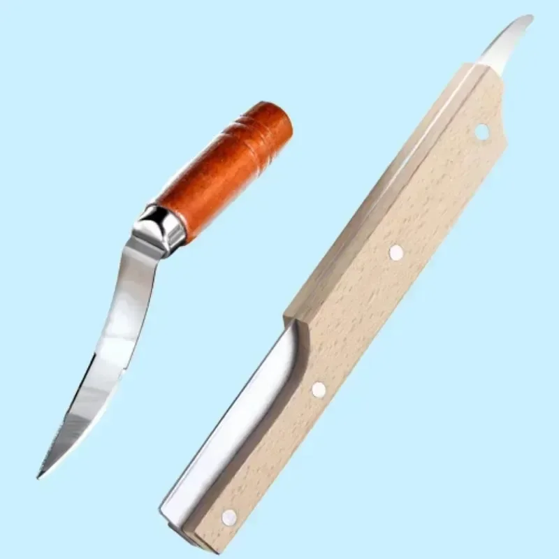 premium wood handle coconut meat scraper, stainless steel coconut opener tool, coconut shell cracker for home kitchen fruit tool