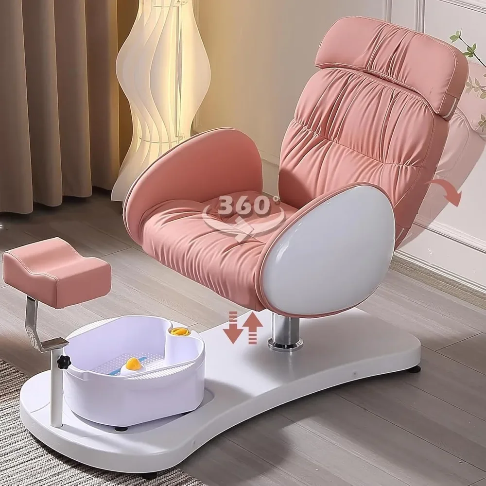 Silla de pedicura hidráulica sin fontanería para Nail Tech, Unidad de pedicura reclinable giratoria 360, cuenco y reposapiés