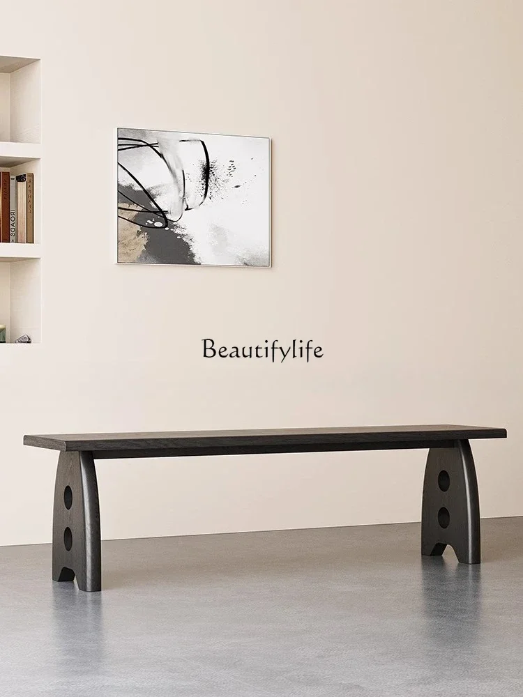 

04Medieval solid wood bench retro wind bed tail shoe changing stool