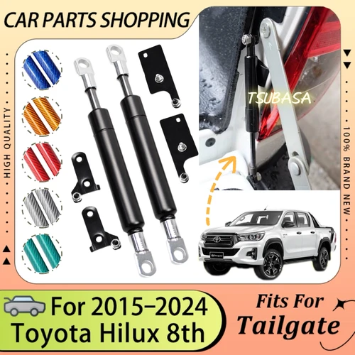 Kit de puntal de choque de asistencia para puerta trasera, 2 uds., para Toyota Hilux 8th 2015-2024, 4x4, camioneta, puerta trasera, varilla amortiguadora de soporte de elevación lenta