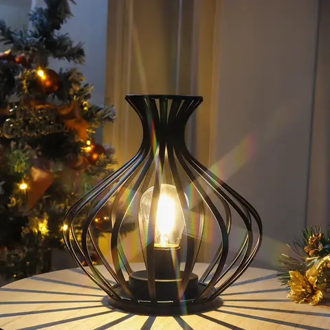 काला टेबल लैंप आधुनिक शैली बैटरी चालित लैंप एलईडी लालटेन सजावटी बेडसाइड लैंप लिविंग रूम शादी पार्टी घर की सजावट के लिए 8 best sales काला टेबल लैंप - №5